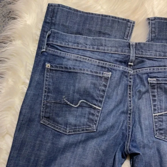 7 For All Mankind 7Fam Low Rise Boot Cut Medium Wash Blue Jeans Size 32 - Picture 12 of 16